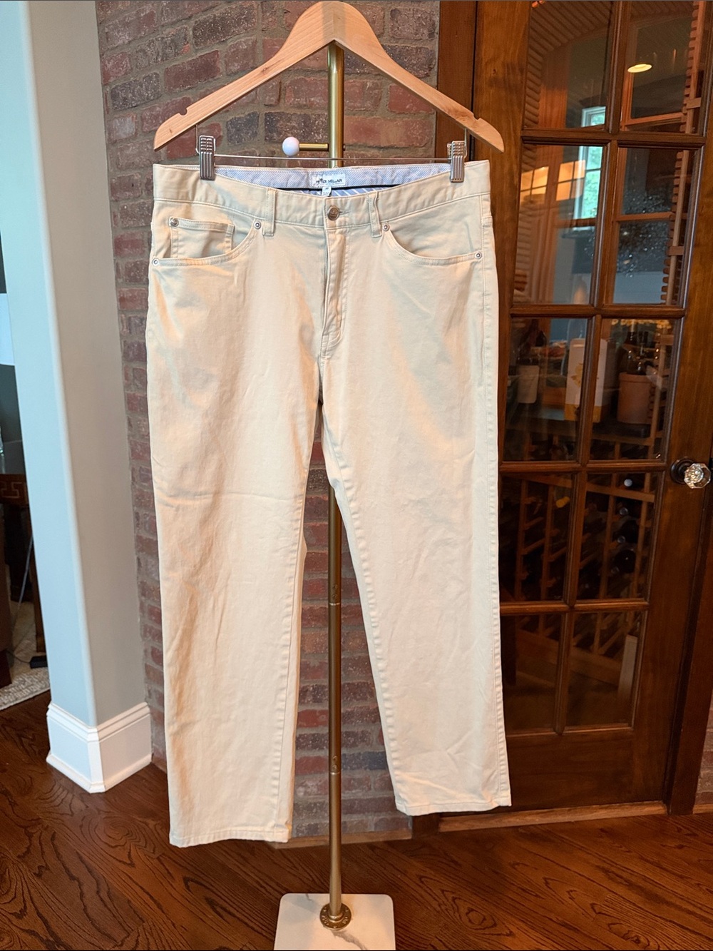 Peter Millar Beige Casual Pants with Branded Button